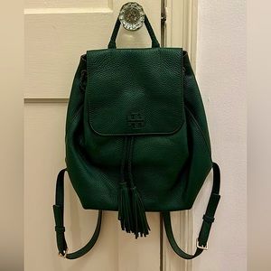 Tory Burch Green Leather Backpack NEW